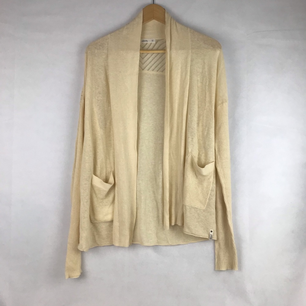 WOOLRICH Open Front Linen Cotton Blend Long Sleeve Cardigan Size S/P